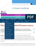 How biohistory affects human nature | Human Givens Institute