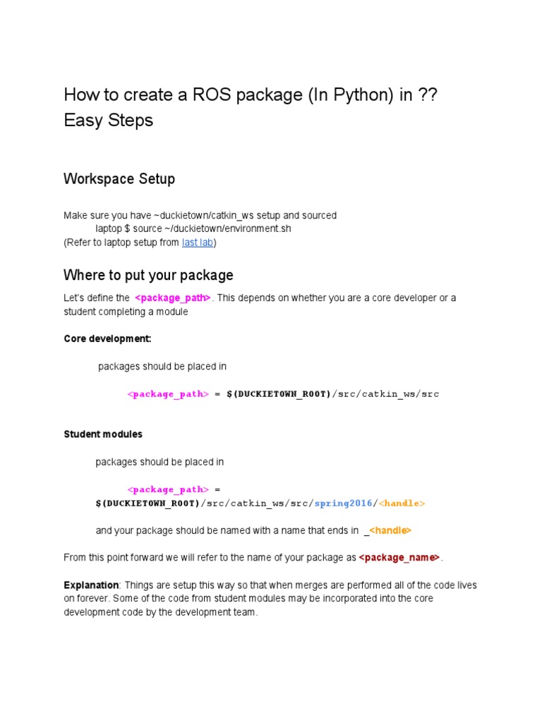 Create a ROS Package in Python | PDF | Xml | Modular Programming