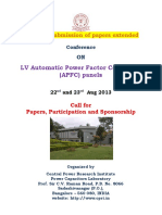 LV Automatic Power Factor Correction (APFC) Panels: Dates For Submission of Papers Extended