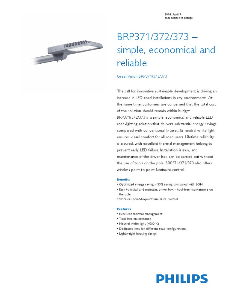 GreenVision BRP371/372/373 LED Solutions | PDF | Light Emitting Diode ...