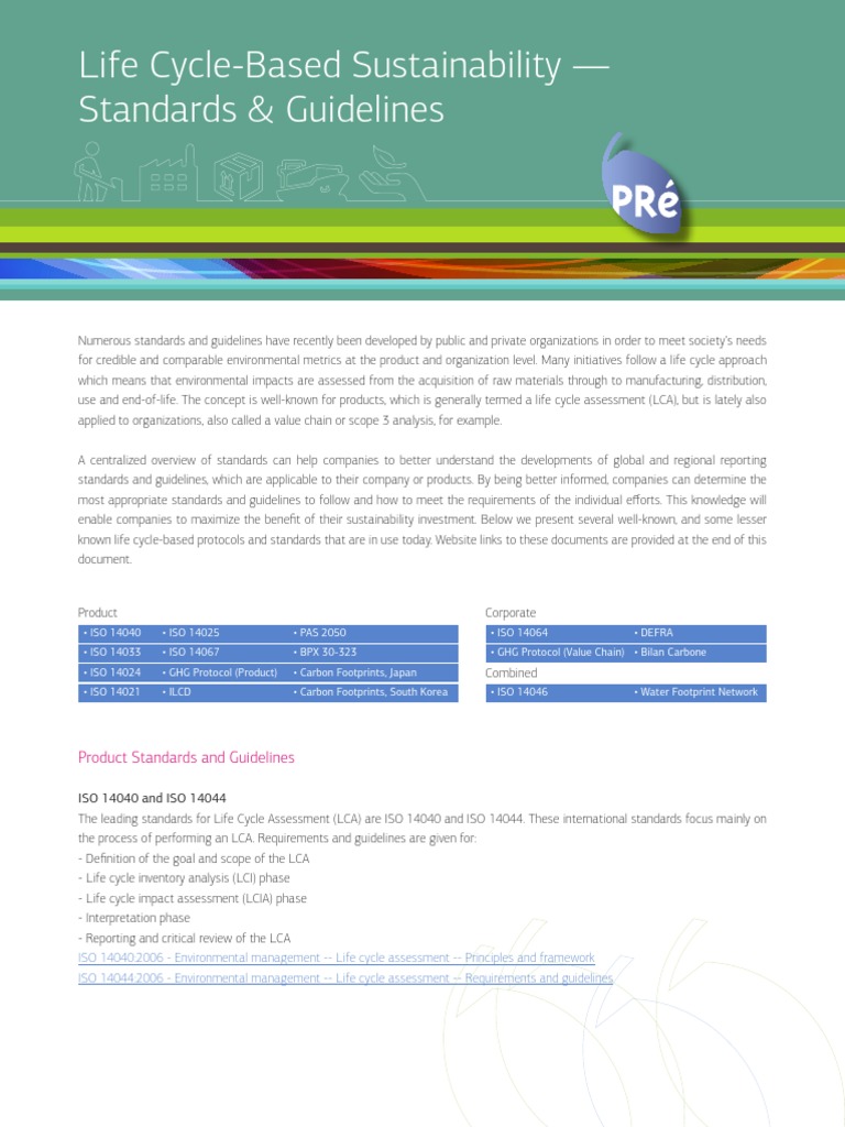 Life Cycle Based Sustainability Standards Guidelines | PDF | Life Cycle ...