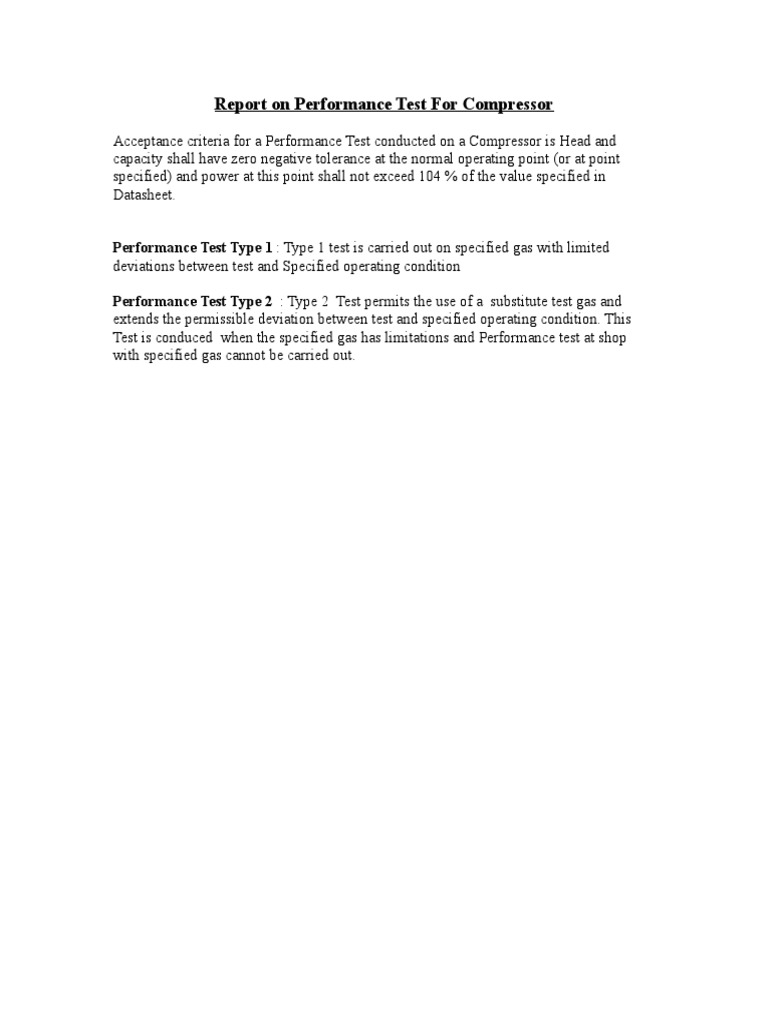 Compressor Performance Test Report | PDF | Gases | Computing And ...