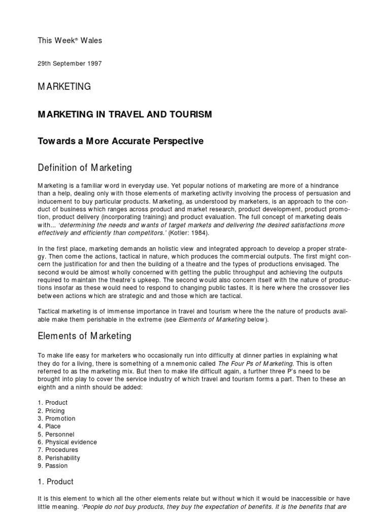 Marketing Travel and Tourism PDF Advertising Prices
