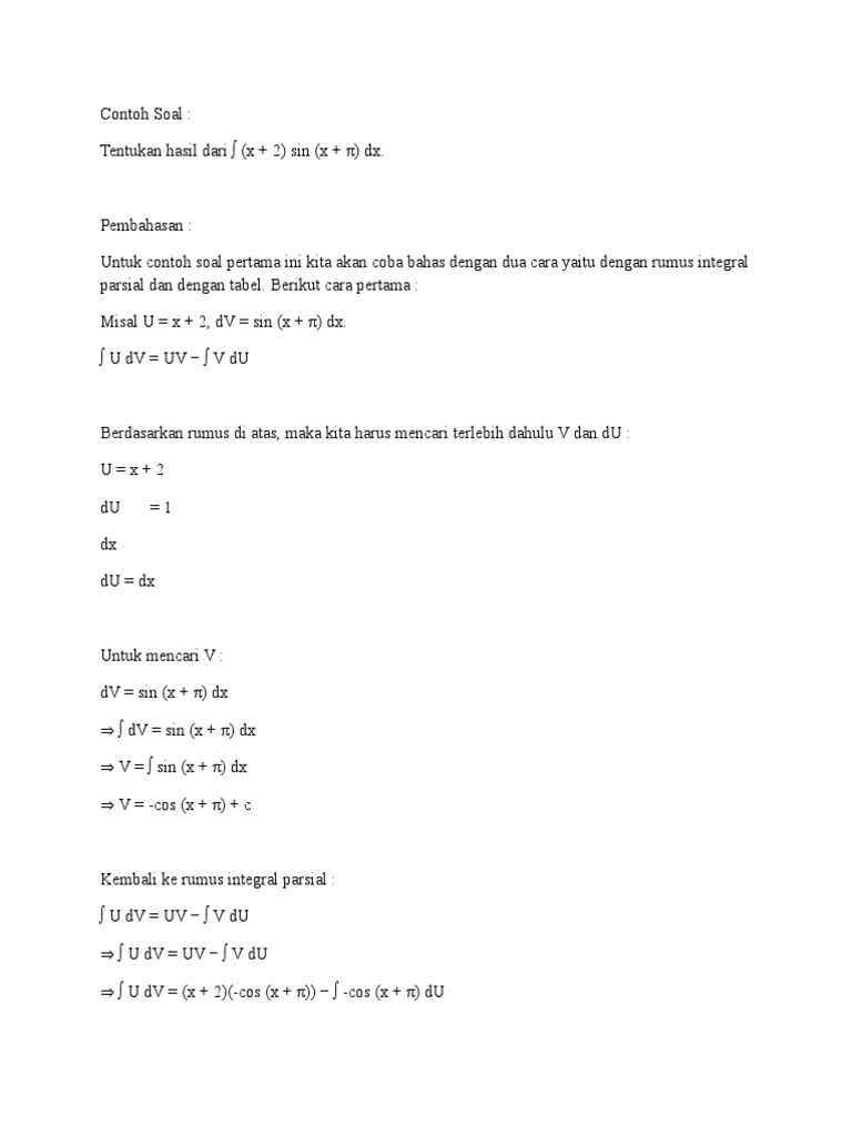 30 Contoh Soal Integral Cos X Dx Kumpulan Contoh Soal