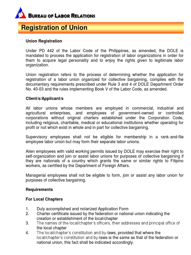 Union Registration Process in the Philippines | PDF | Ratification ...