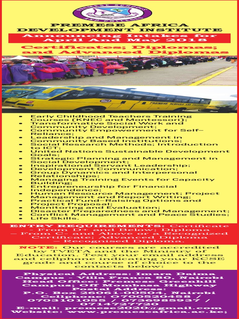 Premese Africa Course Intakes 2018 | PDF | Business | Social Science