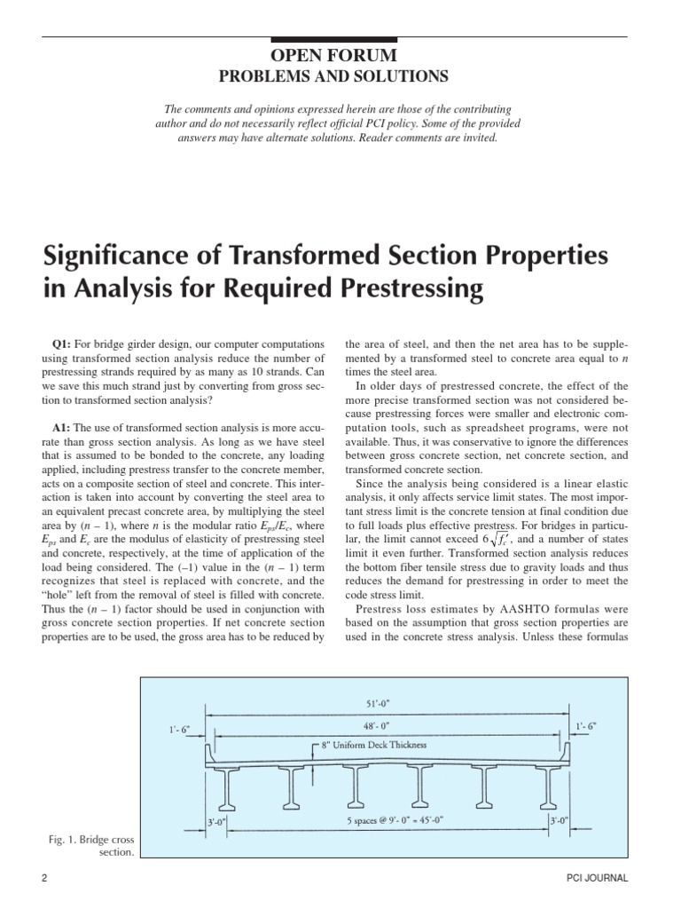 Transformed Section Analysis in Prestressing | PDF | Prestressed ...