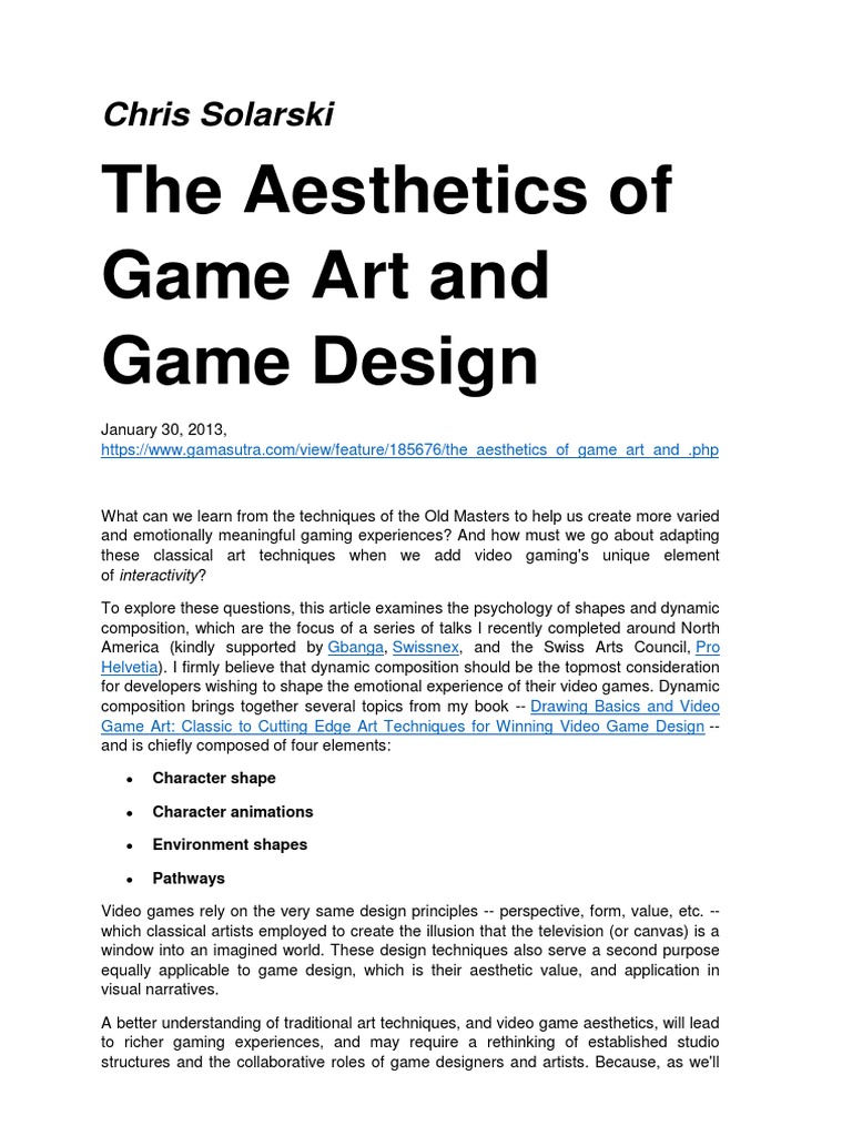 Chris Solarski, The Aesthetics of Game Art and Game Design, 2013 PDF