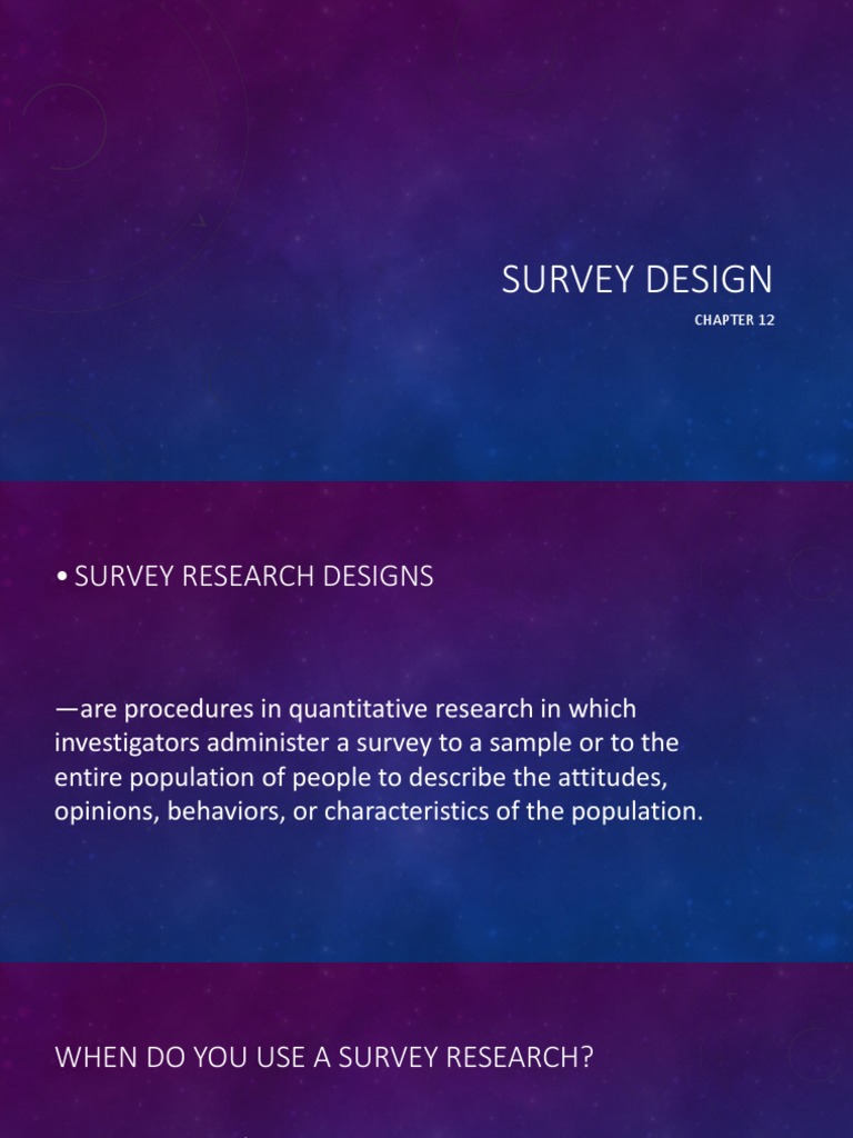 Survey Research Design Overview | PDF | Survey Methodology | Sampling ...