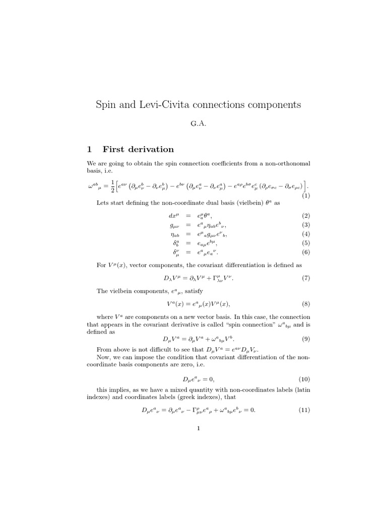 Spin Connection Levi Civita | PDF | Euclidean Vector | Topology