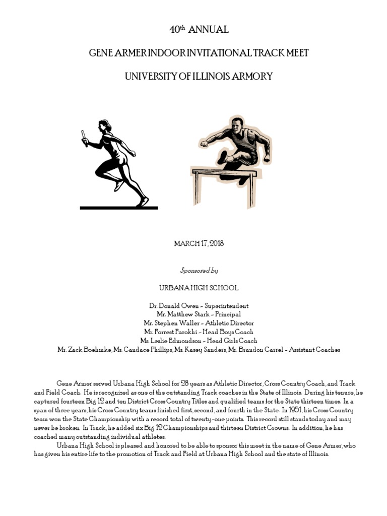 2018 Gene Armer Track Invitational Meet Program PDF
