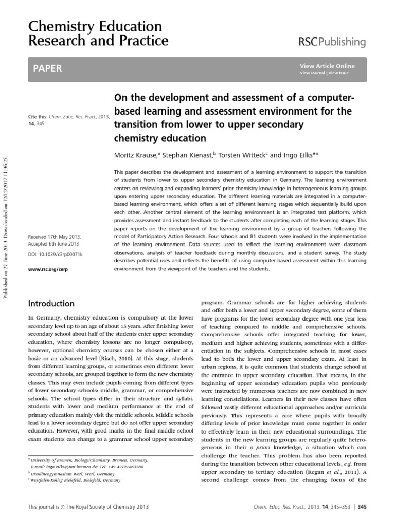 On The Development and Assessment of A Computer Based | PDF ...