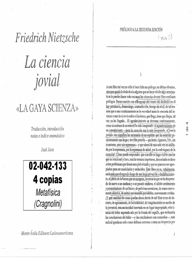 Nietzsche La Gaya Ciencia. Prólogo PDF