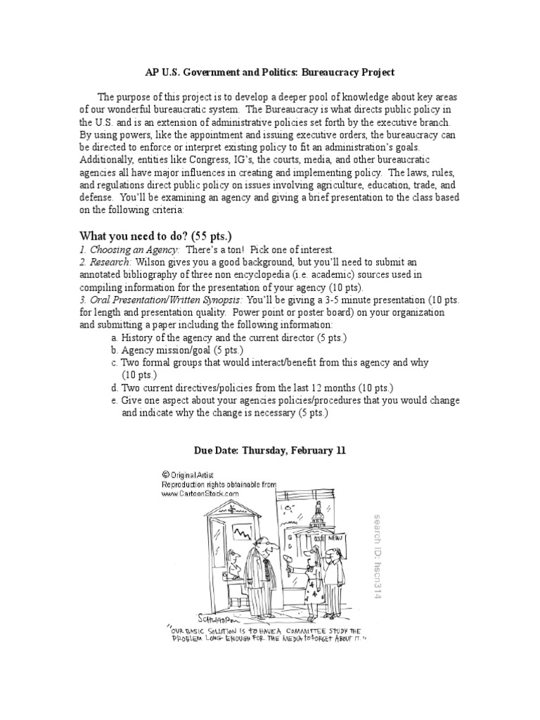 AP Gov Bureaucracy Project Overview | PDF