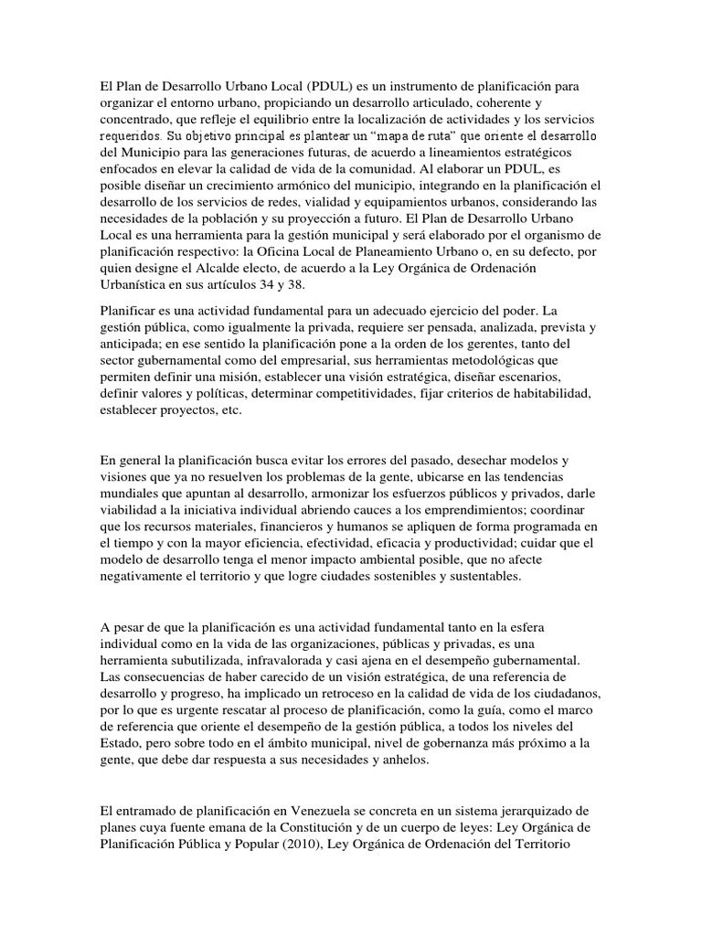 Plan de Desarrollo Urbano Local en Venezuela | PDF | Urbanismo ...