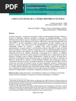 A Educação Escolar e a Teoria Histórico-cultural