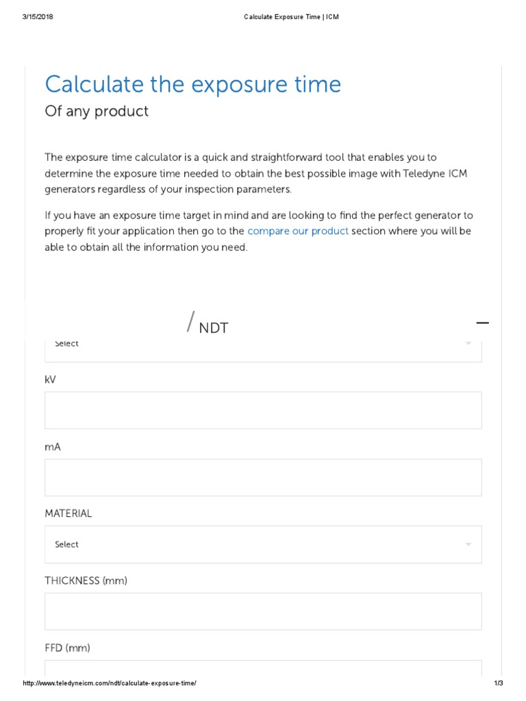 NDT Exposure Time Calculator | PDF | Technology & Engineering