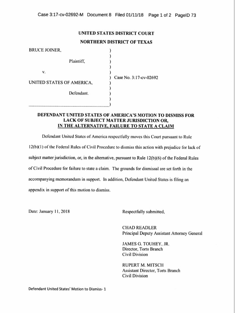 008 MTD & Memo PDF Federal Rules Of Civil Procedure Complaint