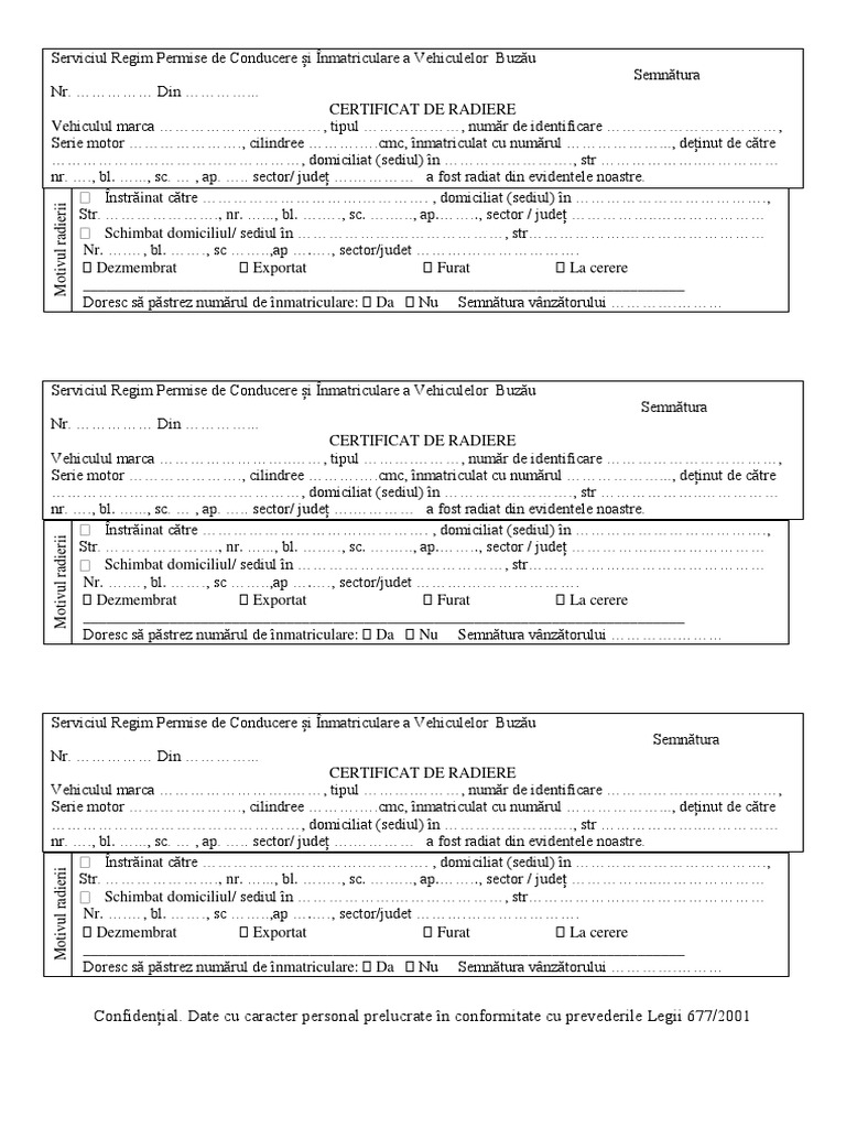 Certificat De Radiere 3 Ex