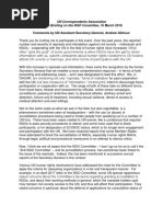 On the UN NGO Committee, Comments by UN ASG Andrew Gilmour, 16 March 2018