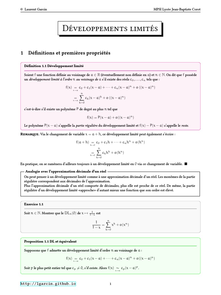 Développement Limité et Changement de Variable PDF Extremum — free download