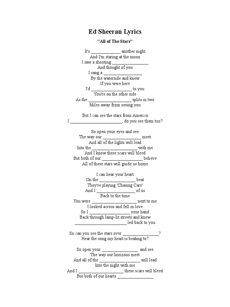 Ed Sheeran All Of Starts Lyrics Recorded Music Pop Music
