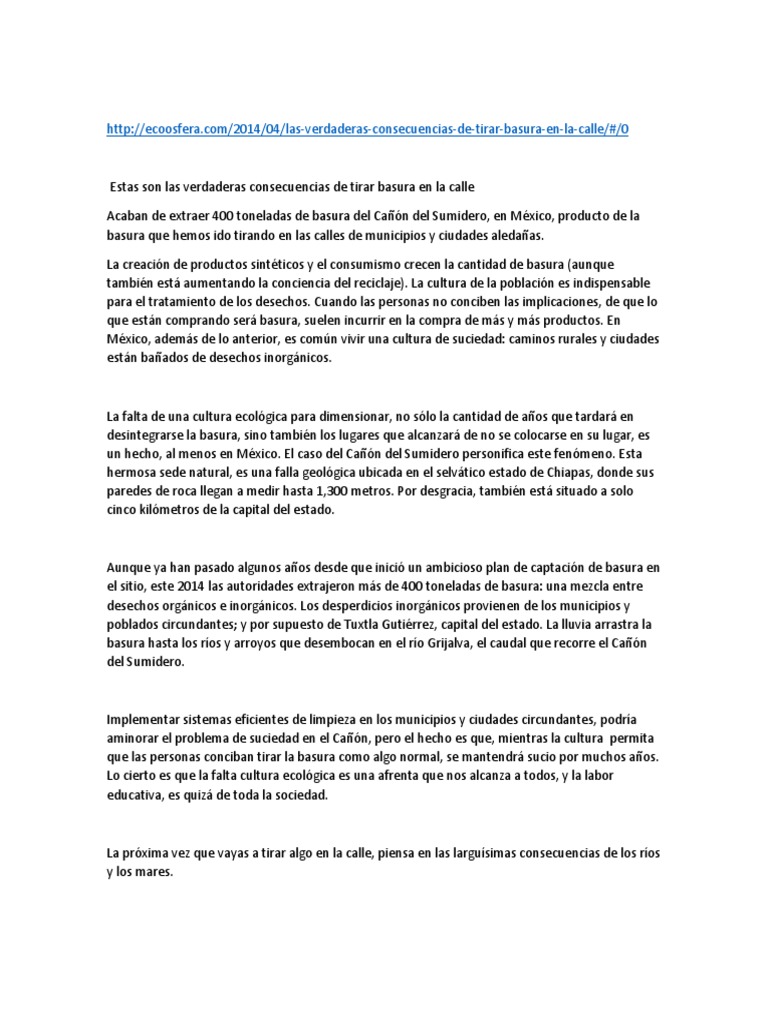 Basura en Las Calles | PDF | Residuos | Agua