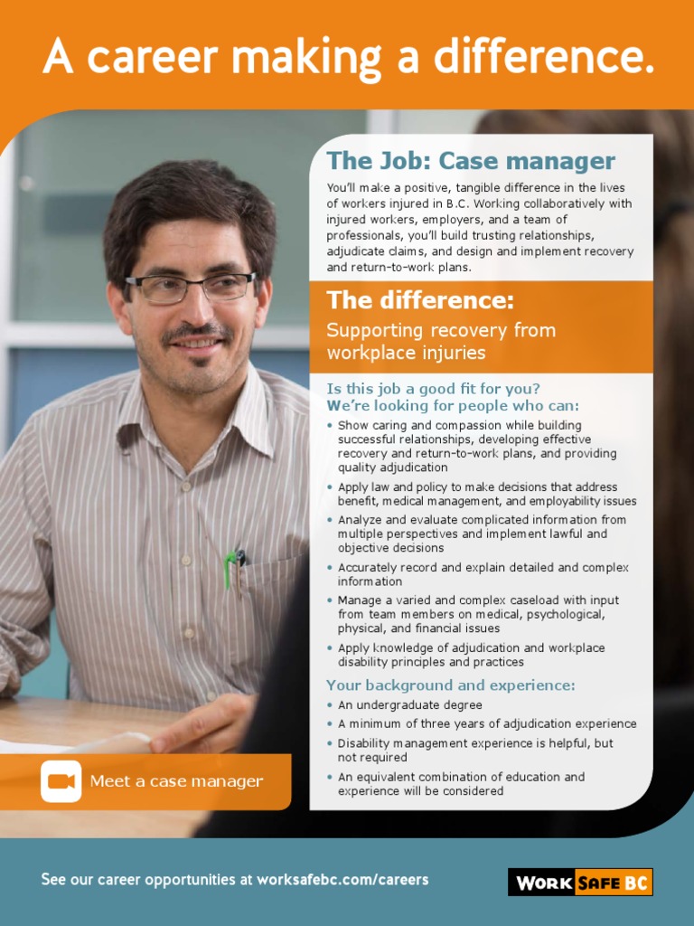 A Career Making A Difference. The Job Case Manager PDF Recovery