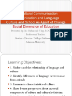 Intercultural Communication Communication and Language Culture and School As Agent of Change