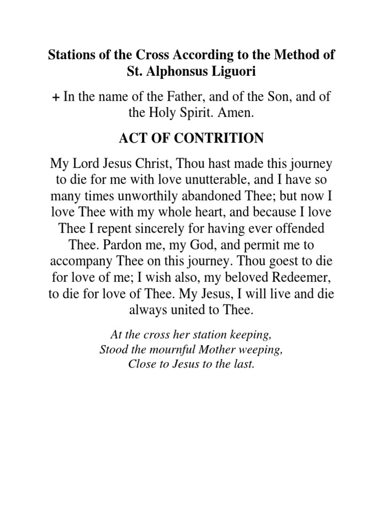 Stations of The Cross According To The Method of Saint Alphonsus