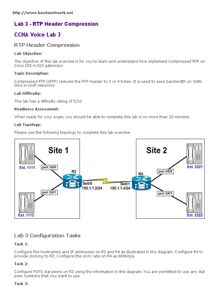 Lab 3 - RTP Header Compression | PDF | Session Initiation Protocol ...