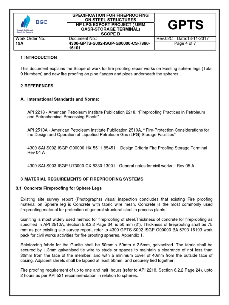Fireproofing Specification for LPG Spheres | PDF | Fires | Concrete