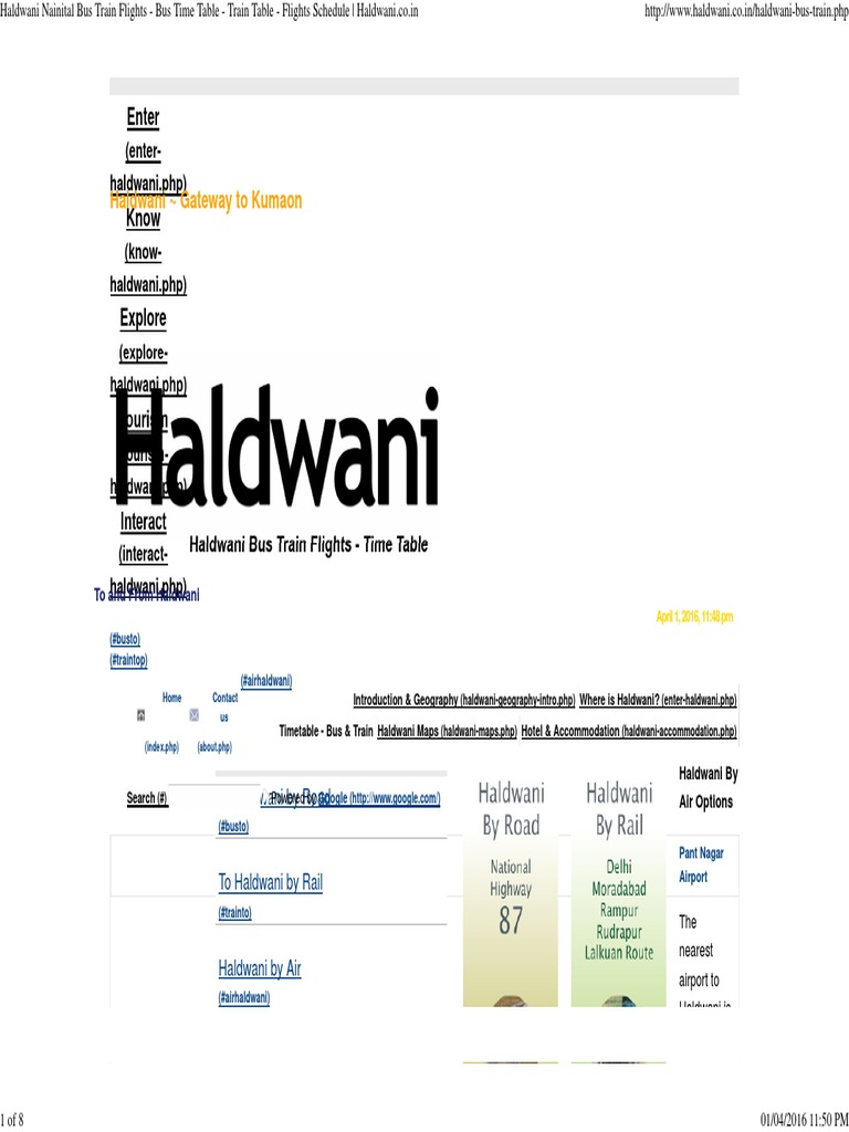 Haldwani Nainital Bus Train Flights Bus Time Table Train Table Flights Schedule Haldwani