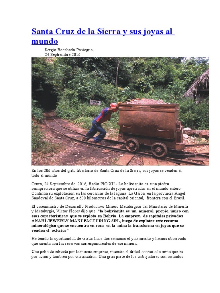 Santa Cruz de La Sierra y Sus Joyas Al Mundo | PDF | Bolivia | Minería