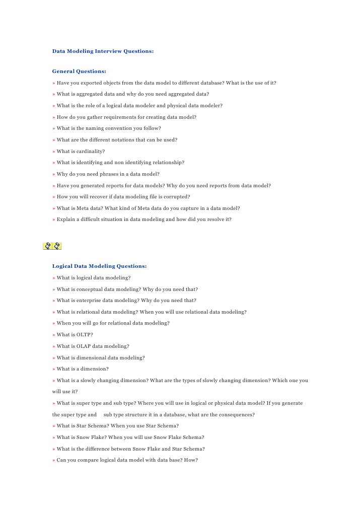 Data modeling interview questions