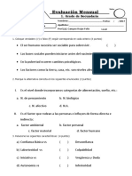 Examene Bimestral II PSICOLOGIA 1ro Sec