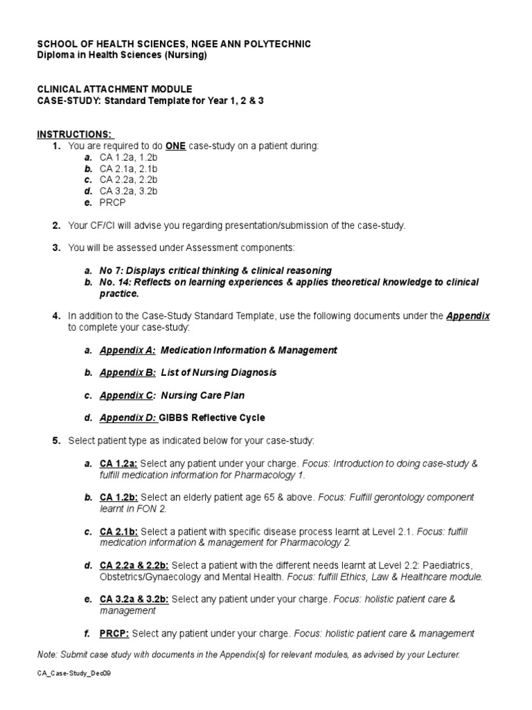 Nursing Case Study Template Guide | PDF | Nursing | Medical Diagnosis