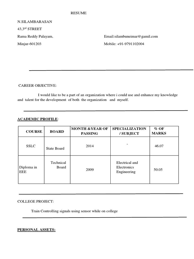 Academic Profile Course Board Month &year of Passing Specialization ...