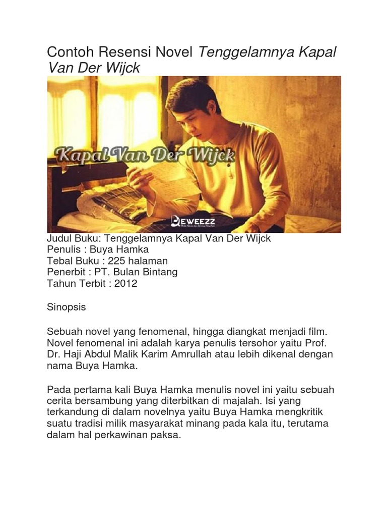 Resensi Novel Tenggelamnya Kapal Van Der Wijck Guru Galeri