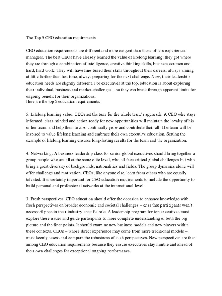Ceo Pdf Chief Executive Officer Leadership