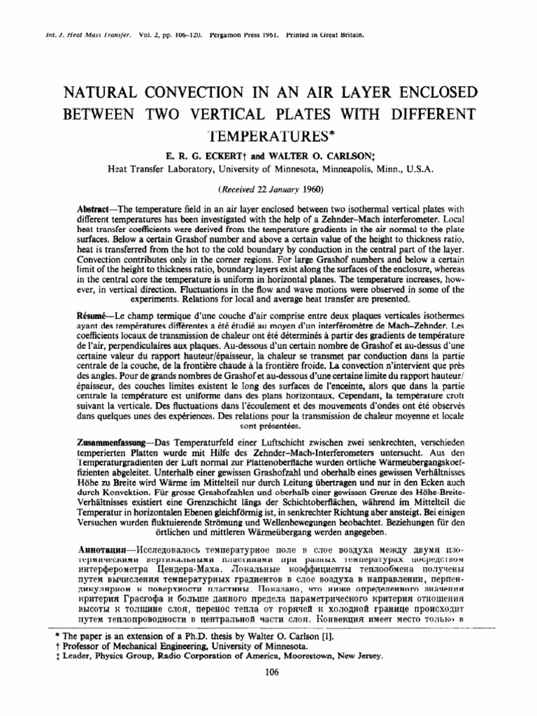 Natural Convection in An Air Layer Enclosed Between Two Vertical Plates