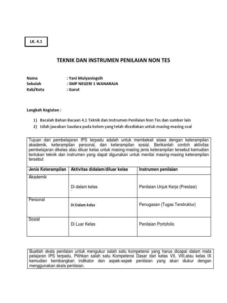 21++ Contoh soal instrumen non tes information