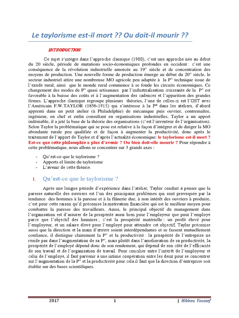 Qu Est Ce Que Le Taylorisme Le Taylorisme Doit-Il Mourir Ysf | PDF | Business | Science
