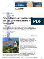 Fotovoltaico, Arriva Il Prestito Per Chi Vuole Finanziare Le Rinnovabili - Repubblica.it