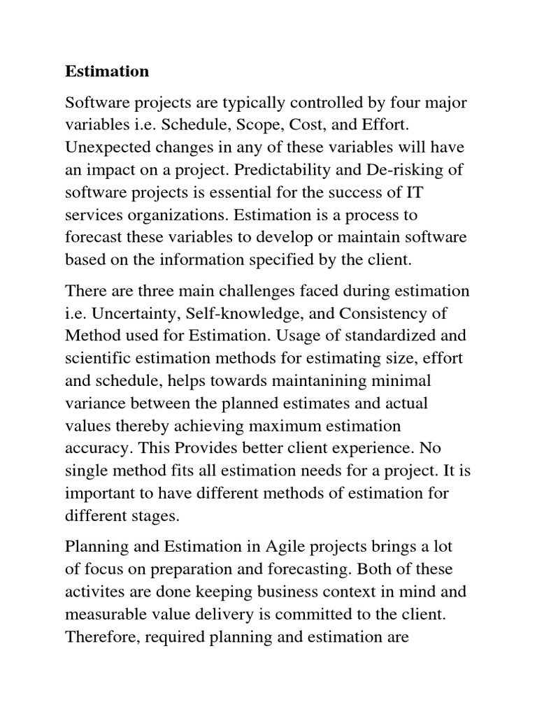 Estimation | PDF | Scrum (Software Development) | Agile Software ...