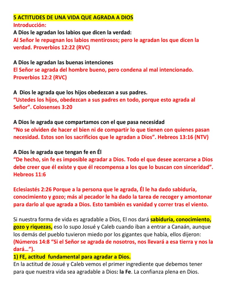 Actitudes De Una Vida Que Agrada A Dios Autoguardado Pdf Dios En