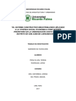 Investigación EL SISTEMA CONSTRUCTIVO INDUSTRIALIZADO APLICADO A LA VIVIENDA SOCIAL ECONÓMICA COMO INTERÉS PRIORITARIO EN LA URBANIZACIÓN CANTO REY EN EL DISTRITO DE SAN JUAN DE LURIGANCHO, LIMA.