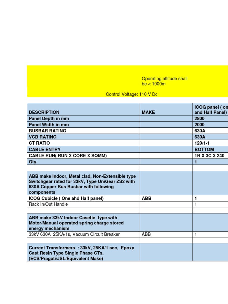 33kV VCB Specifications and Components | PDF