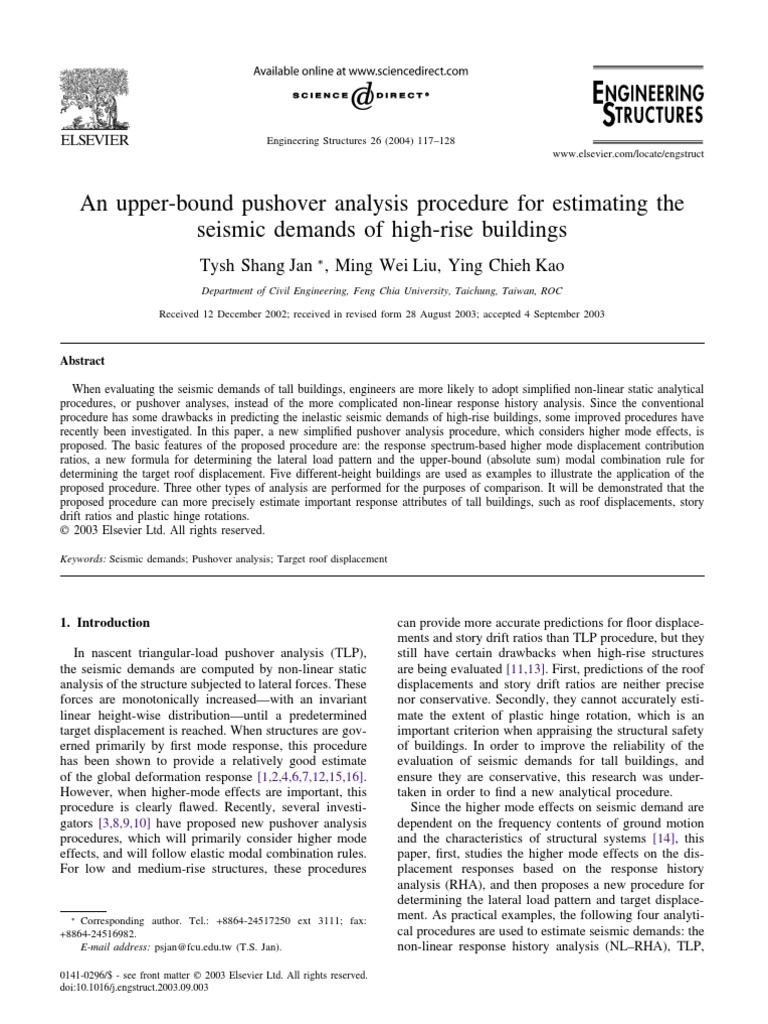 Upper-Bound Pushover Analysis for Seismic Demands | PDF | Normal Mode ...