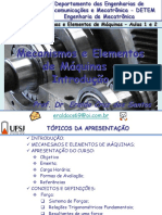 Mecanismo e Elementos de Máquinas - UFSJ - 1 e 2 Aulas - Introdução